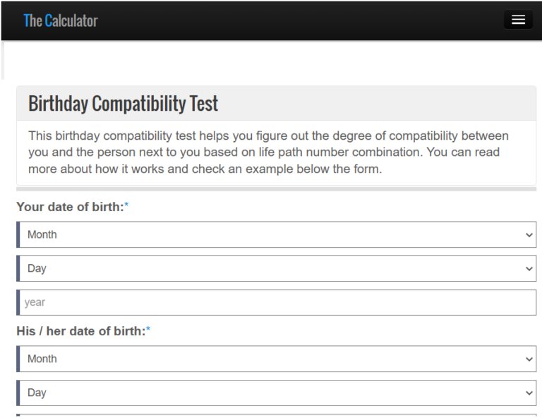 Birthday Compatibility Test